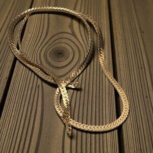 14K Gold Plated Necklaces Women Classic Gold Herringbone 24"